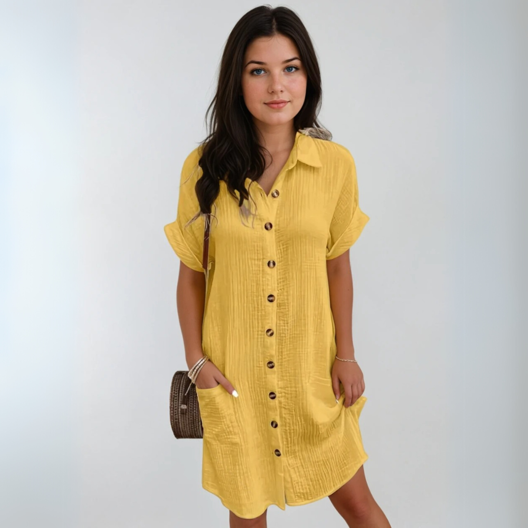 Kvinne Kortermet Kjole Elegant Pustende Stoff