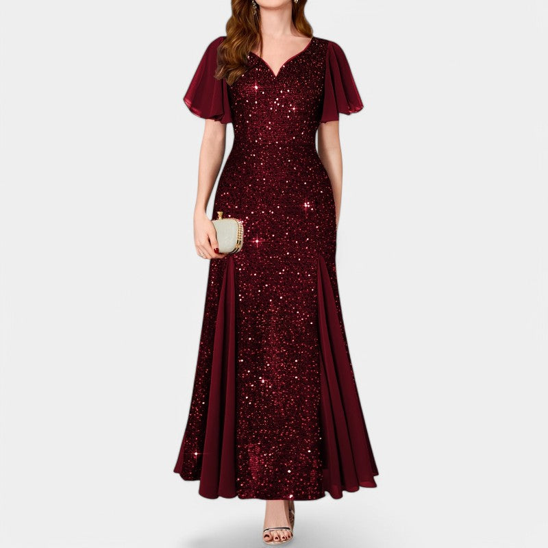 Kvinne Maxikjole med Hjerteutskjæring i Polyester