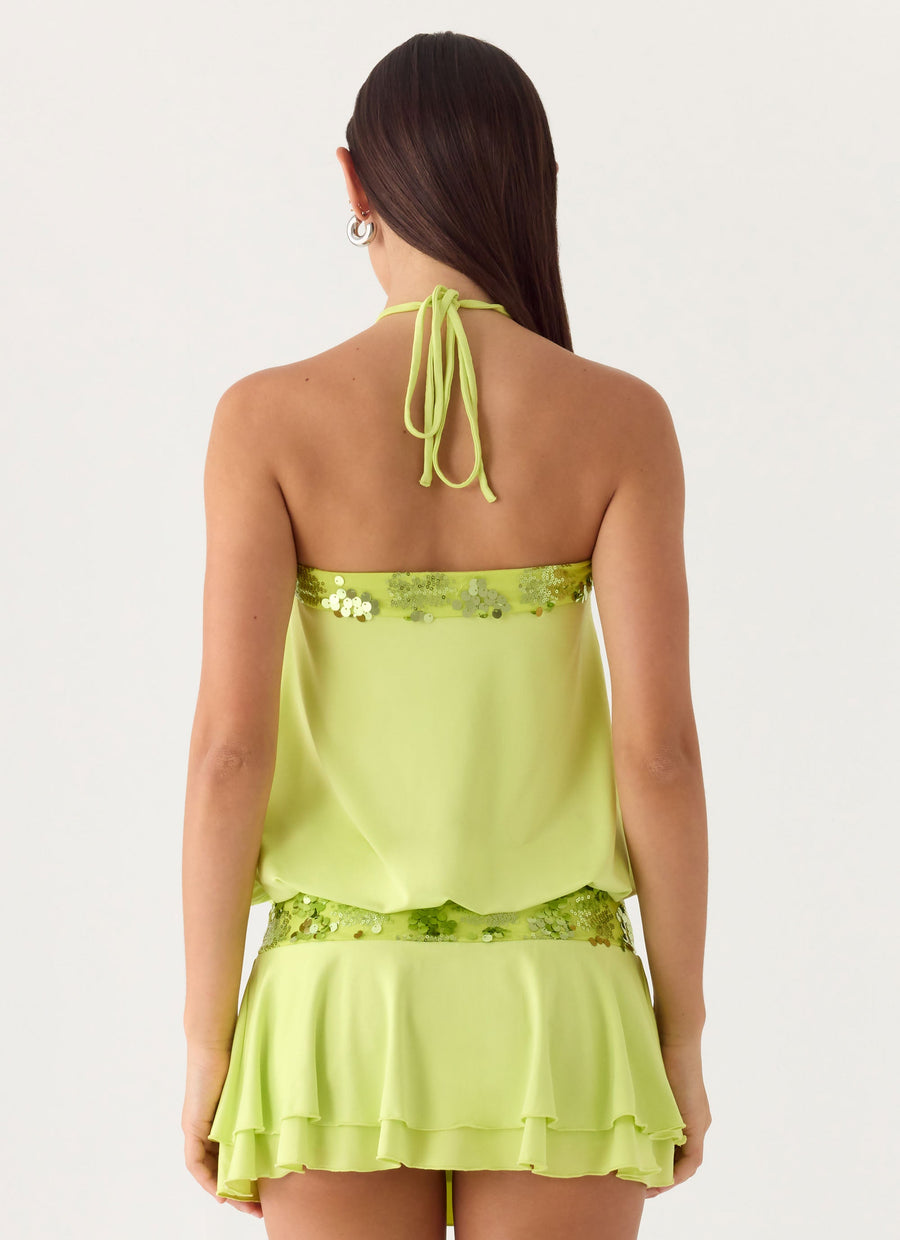 Gala Paljett Minikjole – Lime