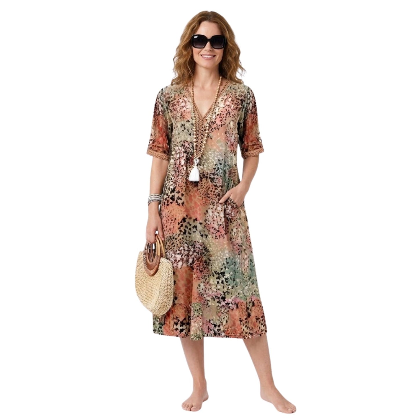 Kvinne Robe Bohemsk Drapert Lett Stoff