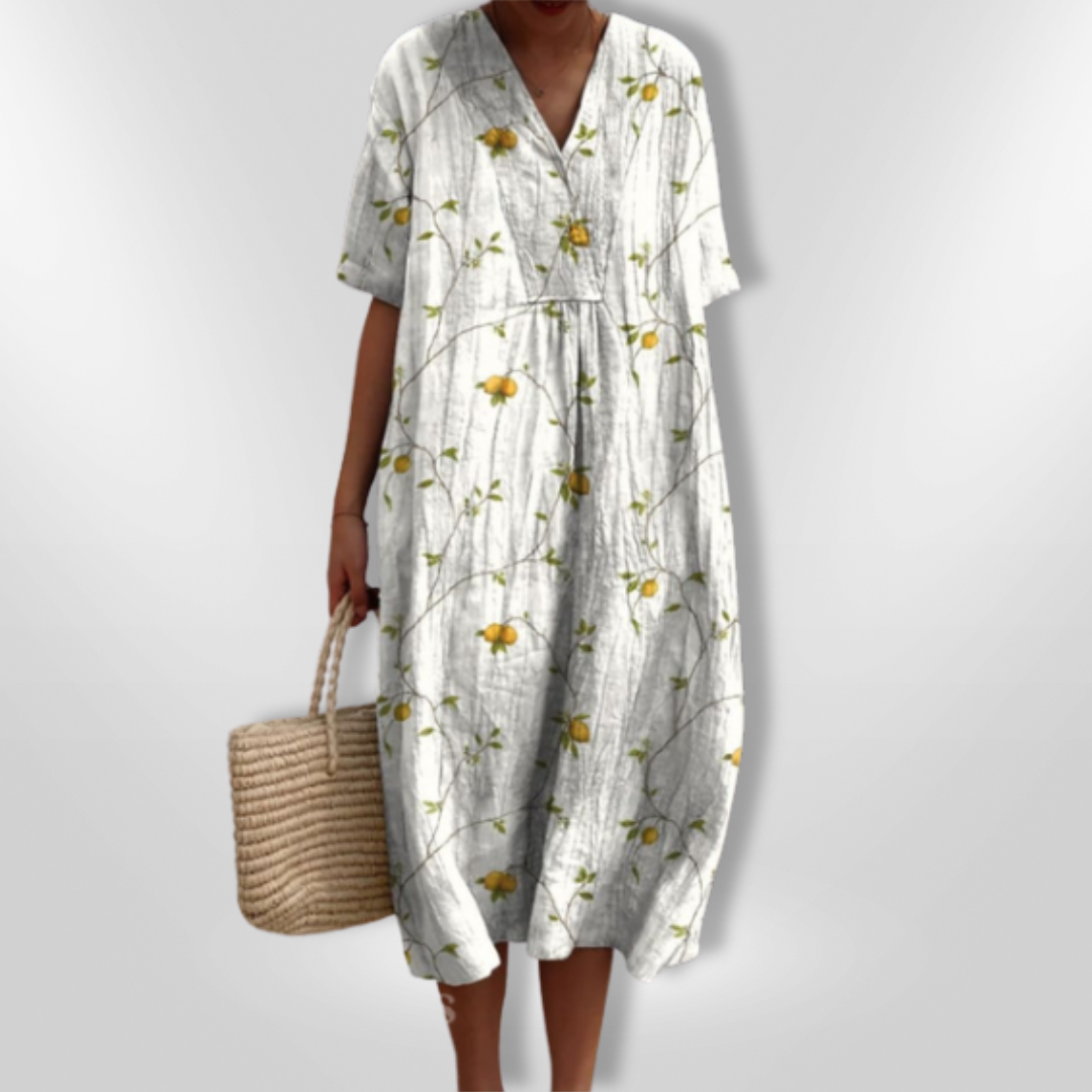 Dame Sommerkjole Løs Passform Blomstertrykk Lett Stoff