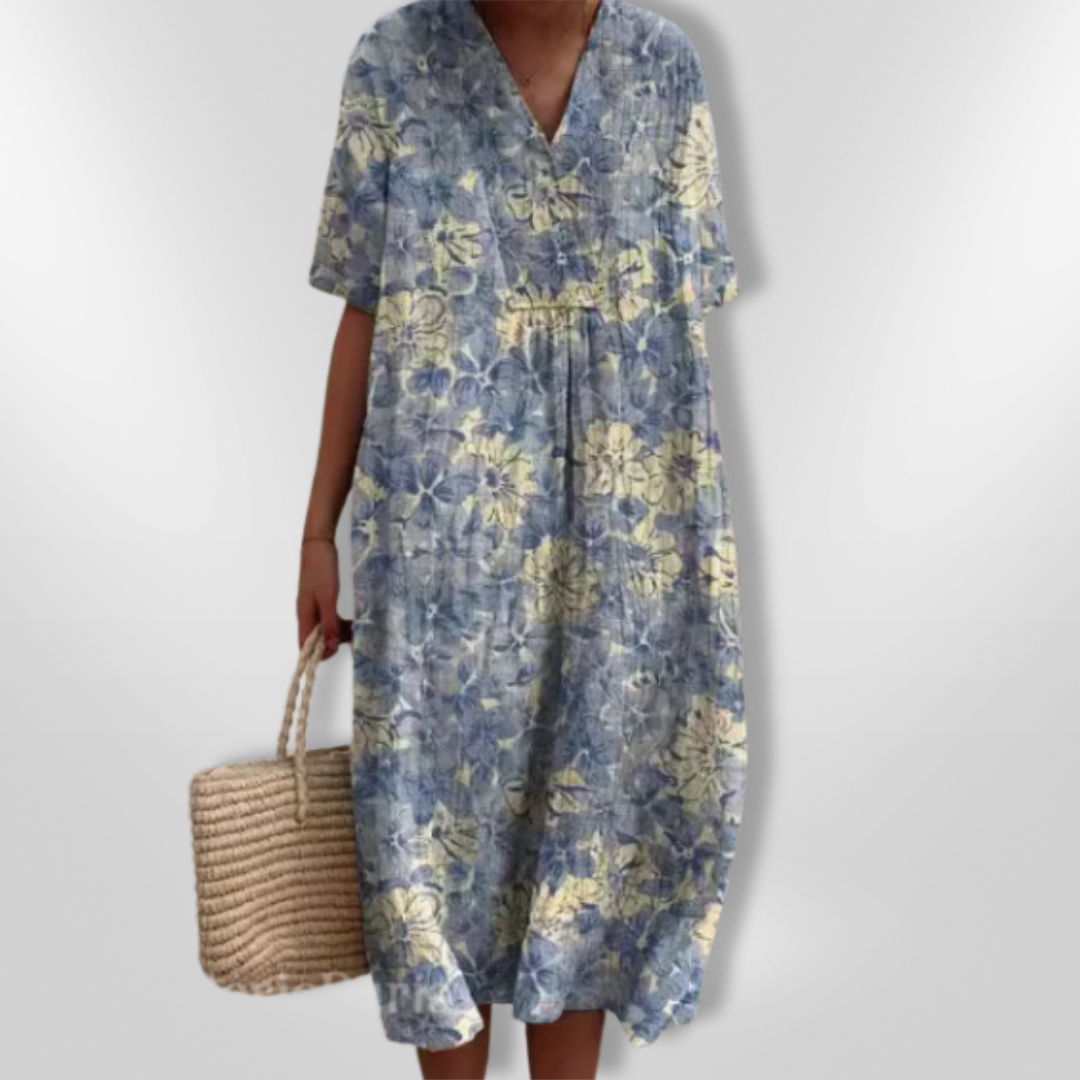 Dame Sommerkjole Løs Passform Blomstertrykk Lett Stoff