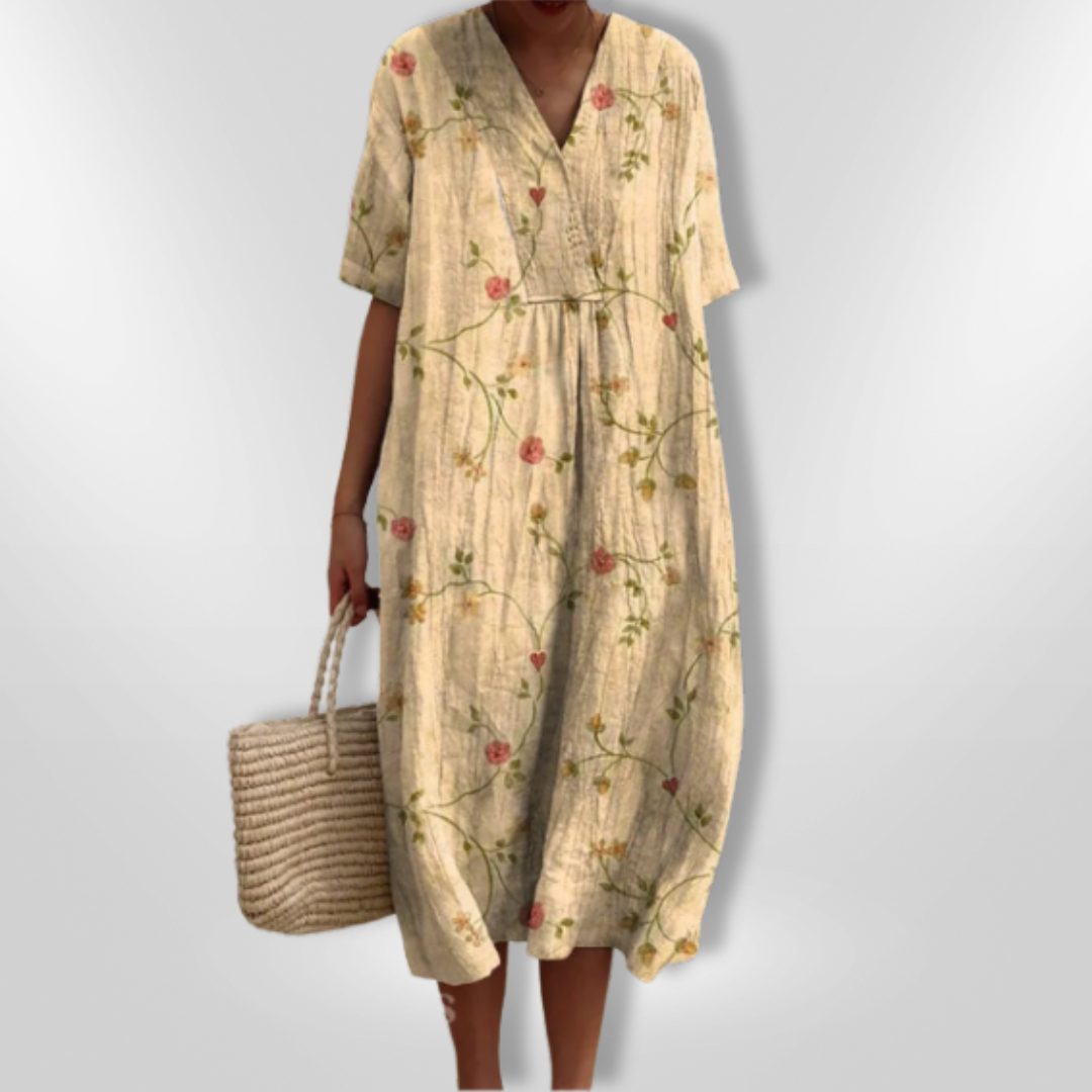 Dame Sommerkjole Løs Passform Blomstertrykk Lett Stoff