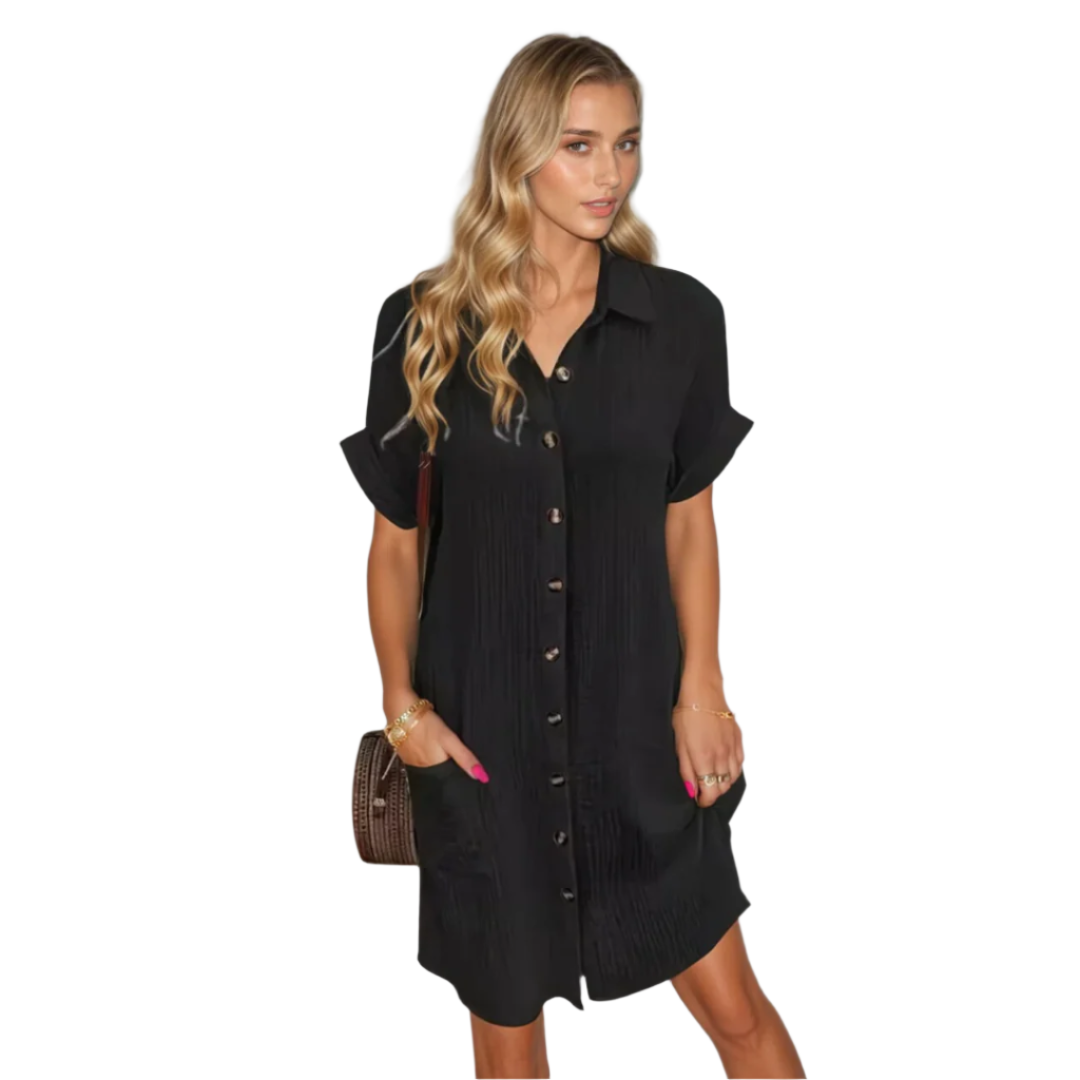 Kvinne Kortermet Kjole Elegant Pustende Stoff