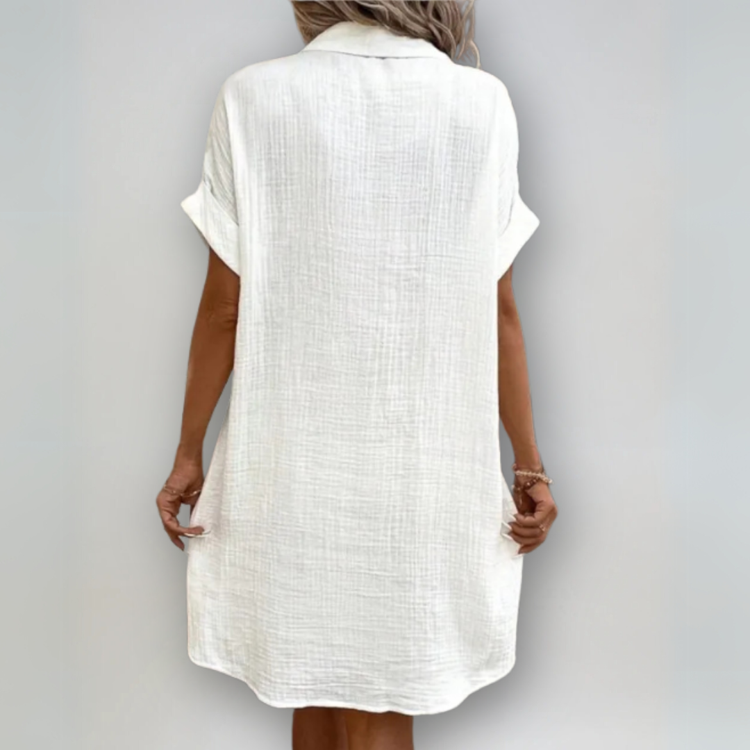 Kvinne Kortermet Kjole Elegant Pustende Stoff