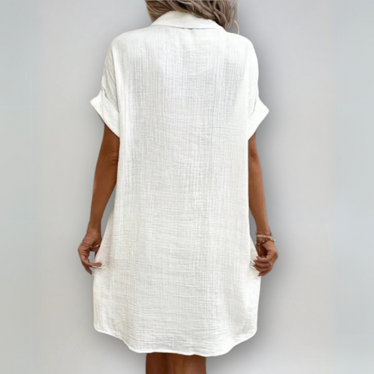 Kvinne Kortermet Kjole Elegant Pustende Stoff