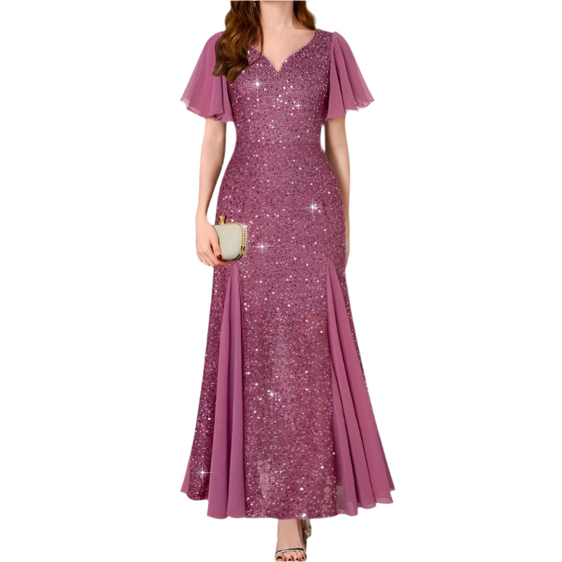 Kvinne Maxikjole med Hjerteutskjæring i Polyester