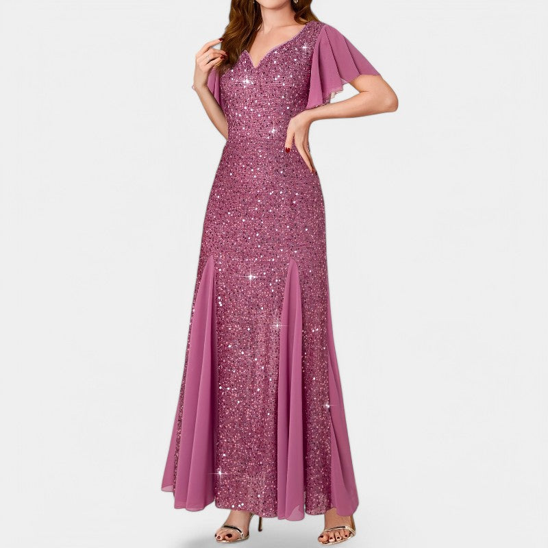 Kvinne Maxikjole med Hjerteutskjæring i Polyester