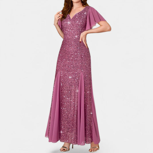 Kvinne Maxikjole med Hjerteutskjæring i Polyester