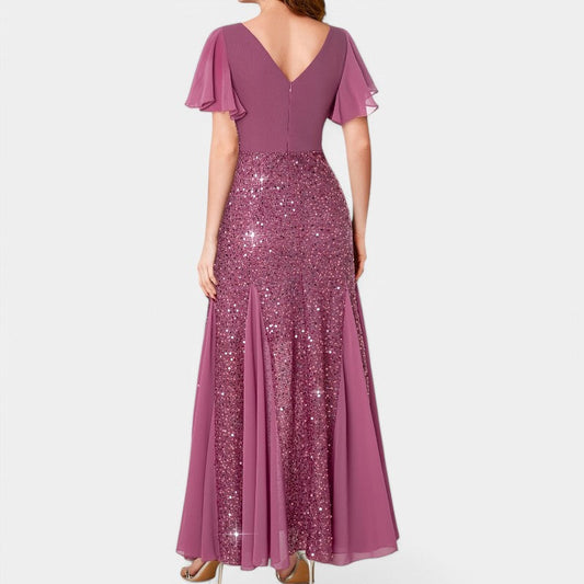 Kvinne Maxikjole med Hjerteutskjæring i Polyester