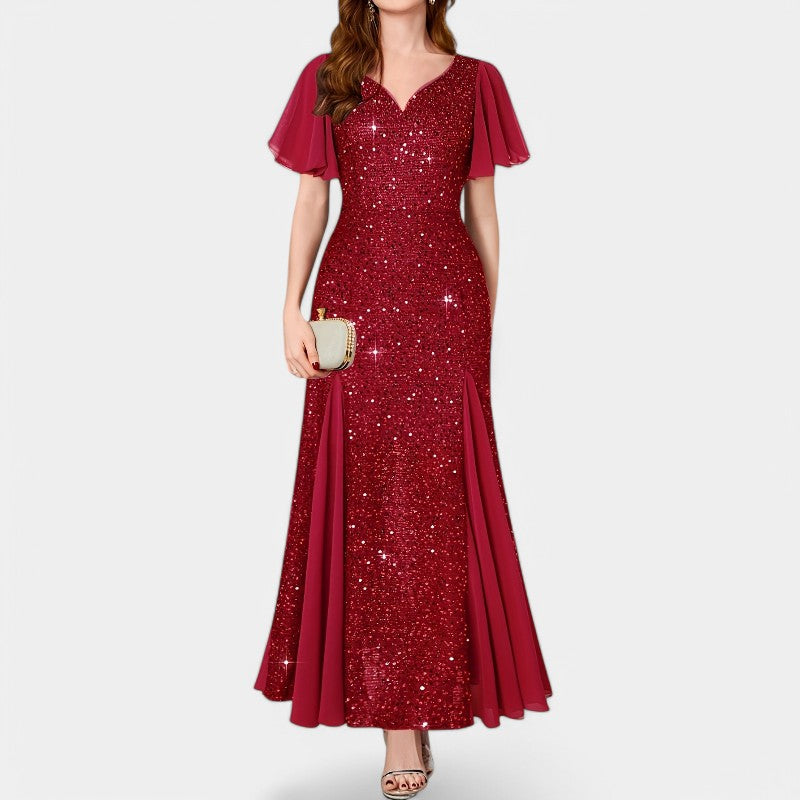 Kvinne Maxikjole med Hjerteutskjæring i Polyester