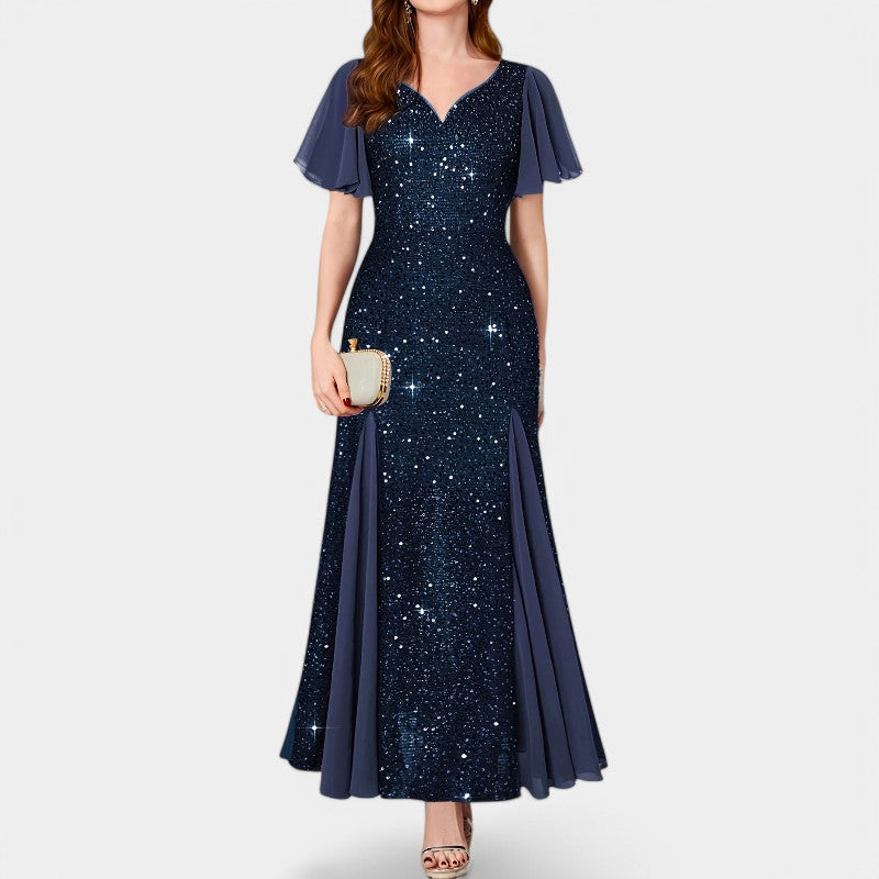 Kvinne Maxikjole med Hjerteutskjæring i Polyester