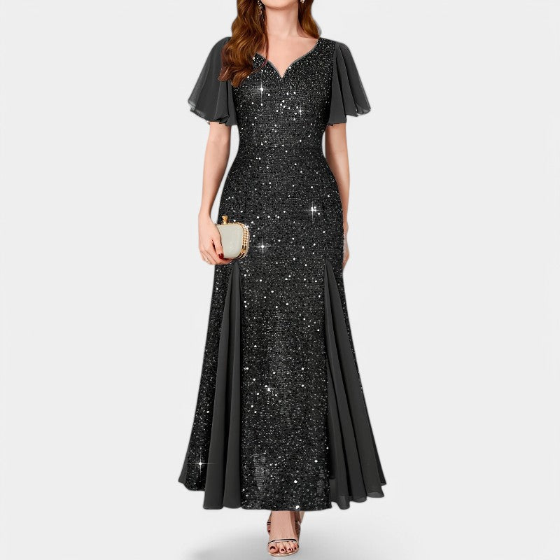 Kvinne Maxikjole med Hjerteutskjæring i Polyester