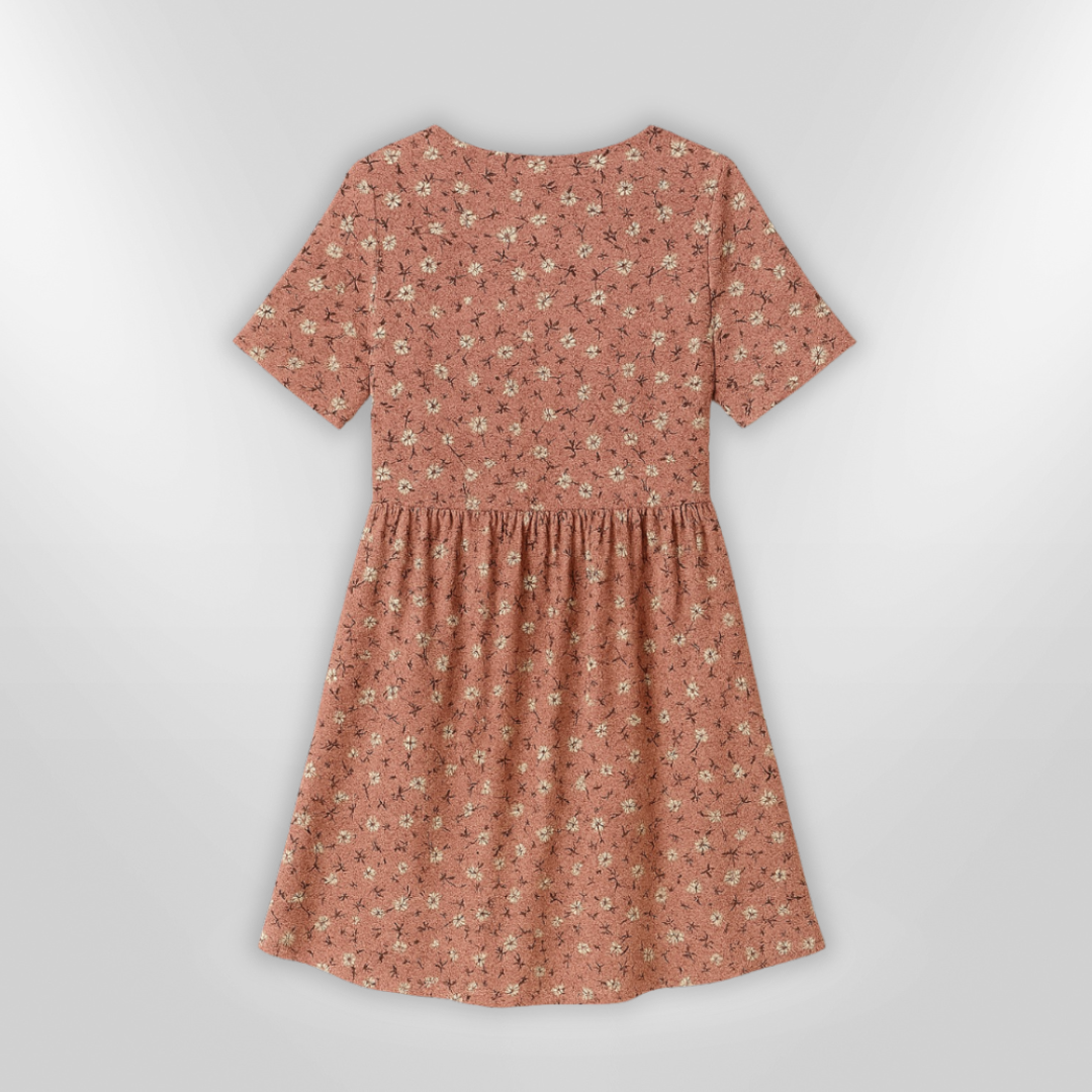 Sommerkjole Dame Løs Passform Blomstertrykk Lett Stoff Design