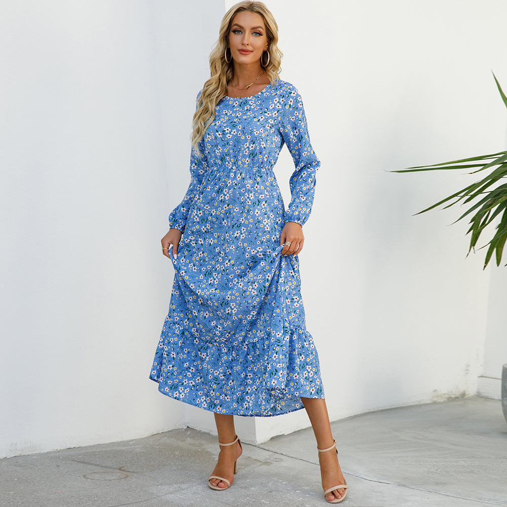 Bohemsk maxi-kjole i chiffon for kvinner