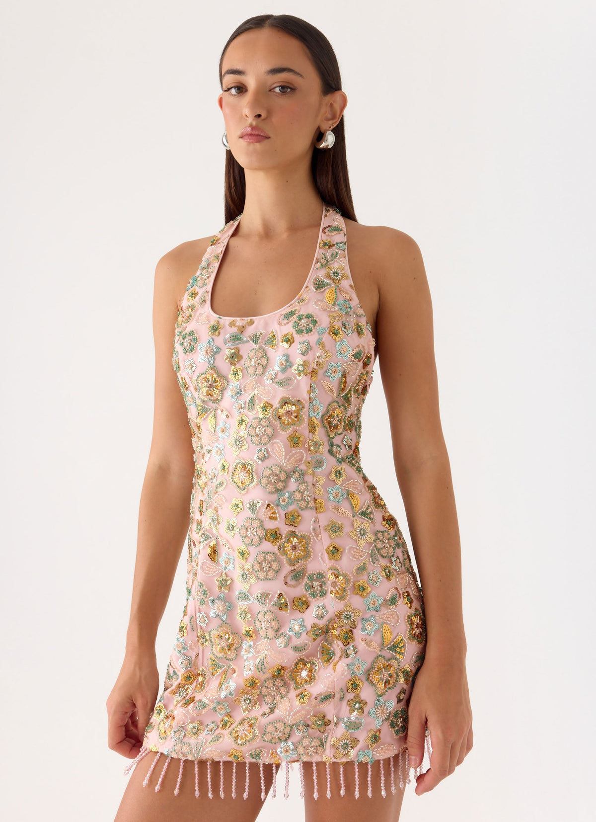 Ellerie Pyntet Minikjole – Rosa