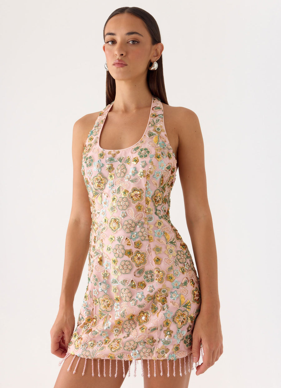 Ellerie Pyntet Minikjole – Rosa