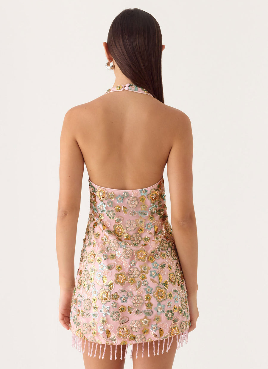 Ellerie Pyntet Minikjole – Rosa