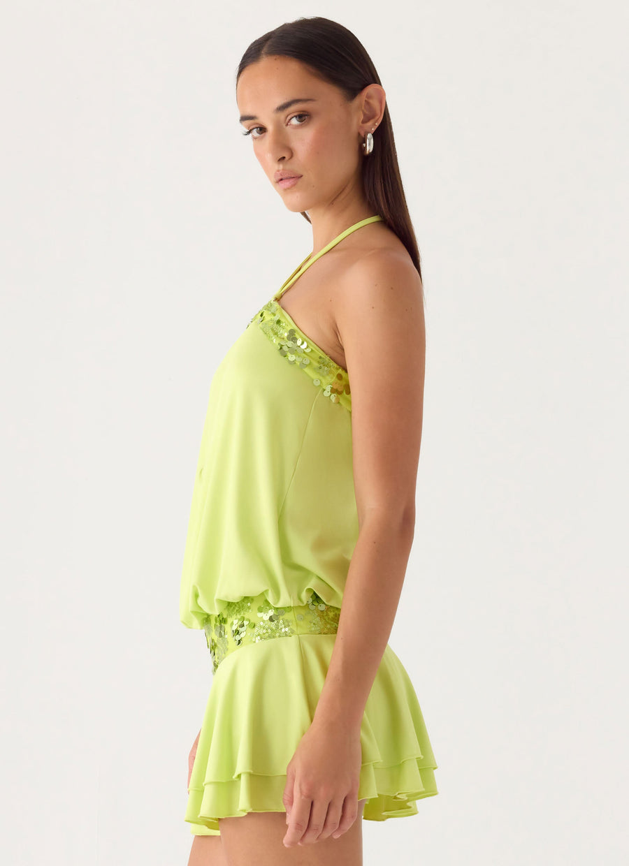 Gala Paljett Minikjole – Lime